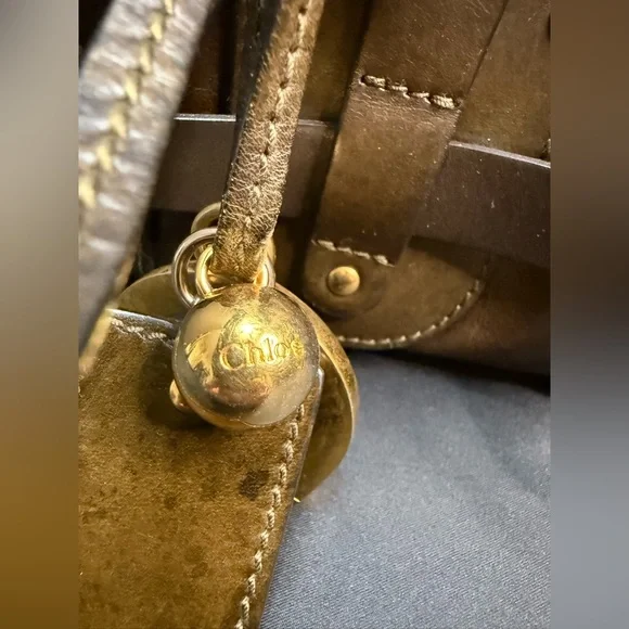 Chloe Handbag Olive Green Leather Bag Purse Kerala Equestrian Gold Hardware - Picture 6 of 13